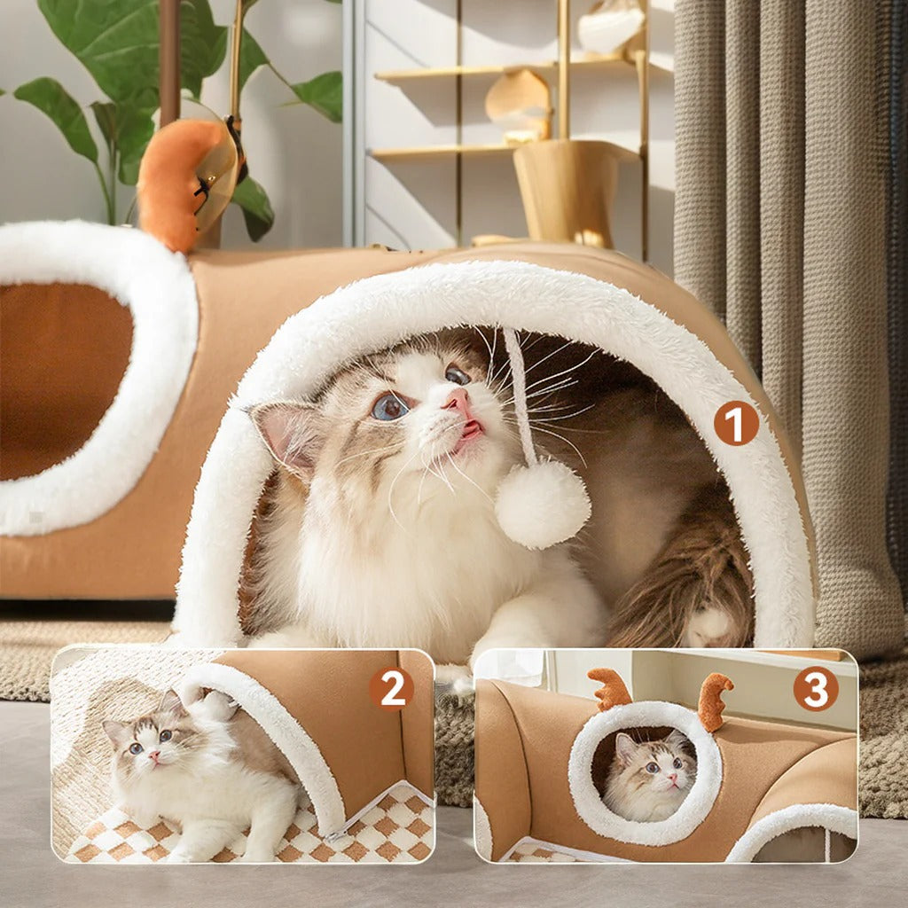 Soft Warm Cushion Indoor Cat PLaying Tunnel Bed