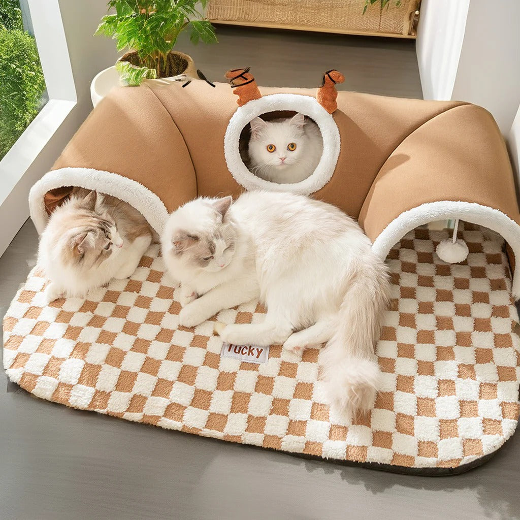 Soft Warm Cushion Indoor Cat PLaying Tunnel Bed